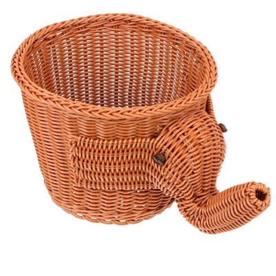 1Pc Rattan Weben Obst Korb Kreative Elefanten Halter Hause Lagerung Korb