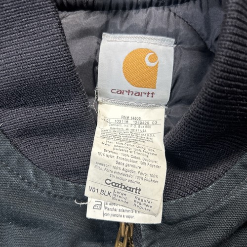 Vintage Carhartt Vest Black V01 BLK Size Large Quilted Lined Full Zip - Picture 3 of 6