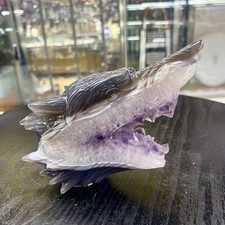 1.4LB Natural hand carved amethyst agate crystal specimen wolf's head