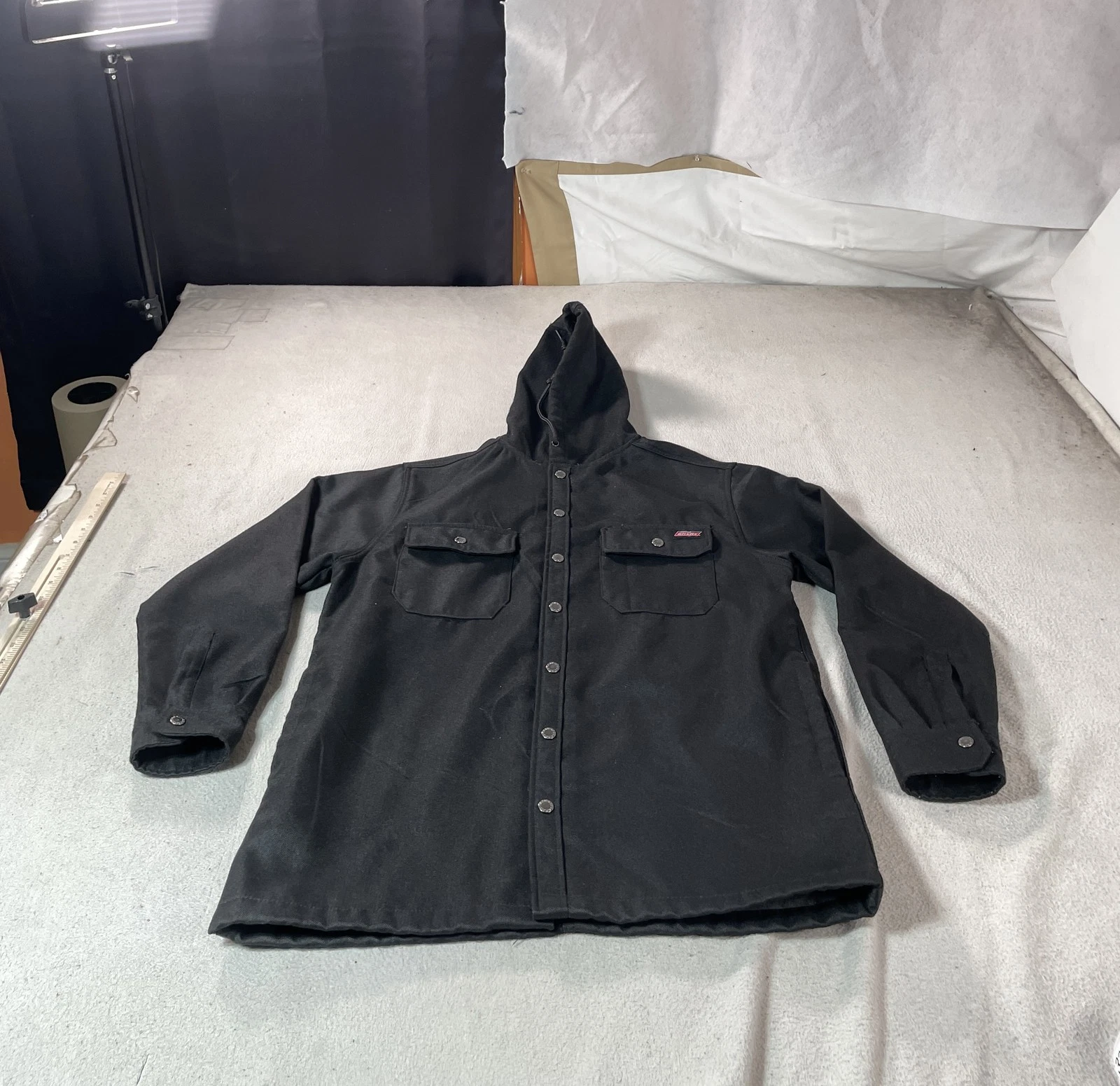 Dickies Parka Jacket Mens Medium Black Hooded Fleece Lined Work Outdoor Coat