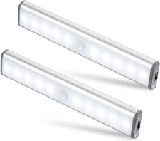 Moston 2Er Set 10 LED USB Wiederaufladbar Magnetisch Bewegungsmelder Nachtlicht,