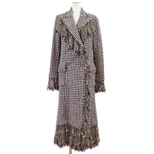 CHANEL 2008AW 08A P33575 Tulle   Ruffles Tweed Coat Women Size 38 Multicolor