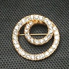 Swarovski Swan Logo Pin Beooch Crystal GoldTone. 14.463