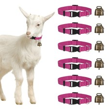 6-Pack Goat Collars with Bells, 13.8"-20.5" Polyester Rose Red 