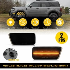 Front Amber LED Bumper Side Marker Lights Smoked For 2021-23 Ford Bronco Sport Y
