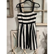 Loft size 2 black & white striped linen cotton dress 