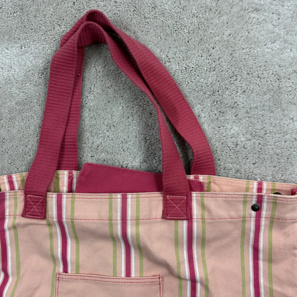 Bolso de Mano Life Is Good Rosa Rayas 2 Correas Lona Playa Piscina Sonrisa Foto 4 de 4