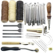 Leather Working Tools and Supplies with Leather Tool Box Prong Punch Edge Bev...