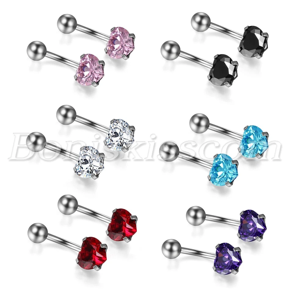 Barra de barra de acero inoxidable con botón de bola 2 piezas cejas oreja uñas vientre anillo ombligo Foto 2 de 4