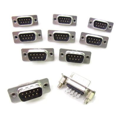 10-pcs DB9 Male 9-Pin Connector RS232 Serial Port