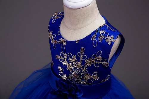 Kids Flower Sequin Girls Dress Princess Pageant Wedding Christmas Prom Ball Gown - Picture 10 of 30