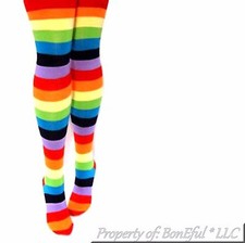 BonEful Boutique RTS NEW Knit Sexy Lady KNEE SOCKS Rainbow Stripe Gay Pride USA