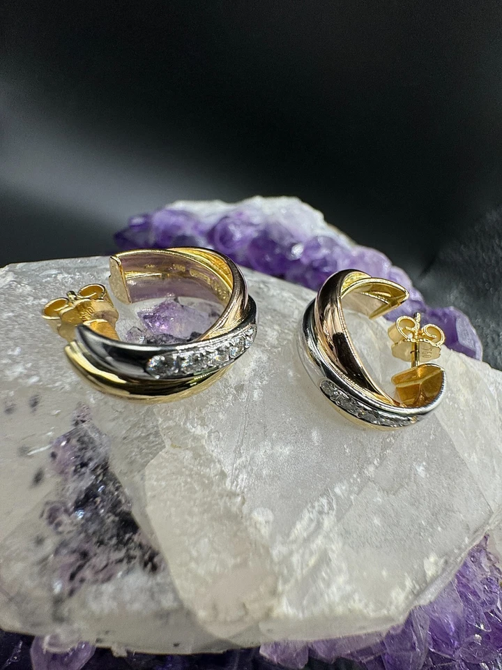 Massive Wempe Ohrringe 18Karat (750) Gold Tricolor mit hochfeinen Brillanten - Bild 2 von 4