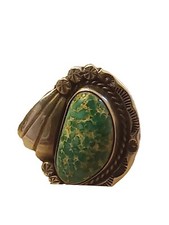 VNTG Turquoise Native American Unisex Ring Sterling Silver Size 8 Signed R J P