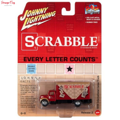 1/64 JOHNNY LIGHTNING POP CULTURE SCRABBLE 1999 INT CARGO TRUCK SCRABBLE