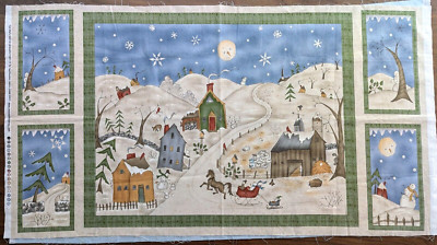 Christmas Fabric Panel - Too Many Men -  Cotton - Snowmen - 23''x43'' Red Rooster