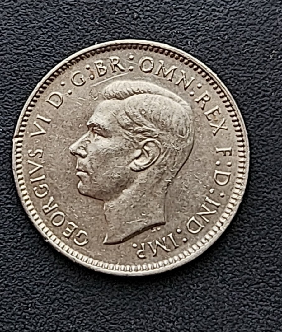 1943 D Australia Silver Six Pence 6p, 6 pence, George VI , AU