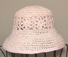 Girls Convertable and Packable Straw Hat 22  Light Pink Vintage 90  s
