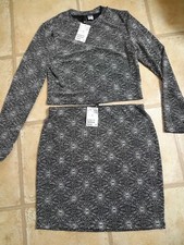 H&M - Evening outfit - NEW - black & sparkly silver - stretchy- M - £26