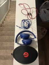 Beats By Dr Dre Solo Wireless Bluetooth Headphones Blue With Cords NICE