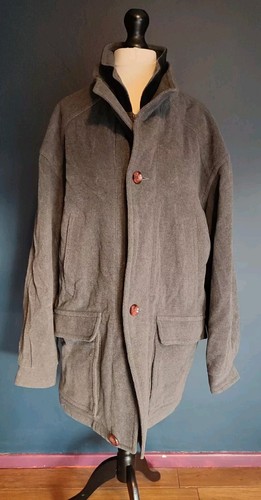 Klass Collection Jacke Mantel L Large 80 % Wolle Grau Reißverschluss Knopf 52" Brustumfang #11