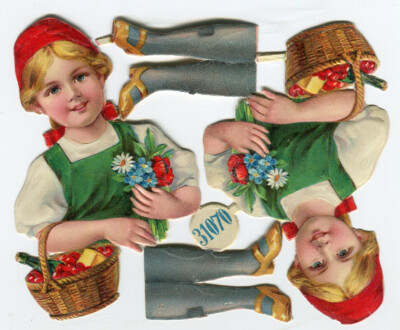 Oblaten scrap die cut chromo / Bogen L&B 31070 Rotkäppchen