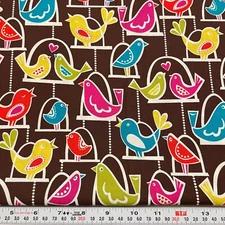 Michael Miller Bird Swing Brown Cotton Fabric by the HALF YARD