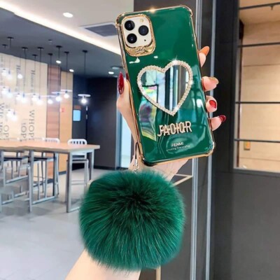 Case Iphone 13 Pro Max Luxury Mirror Dark Green Color Sillicone