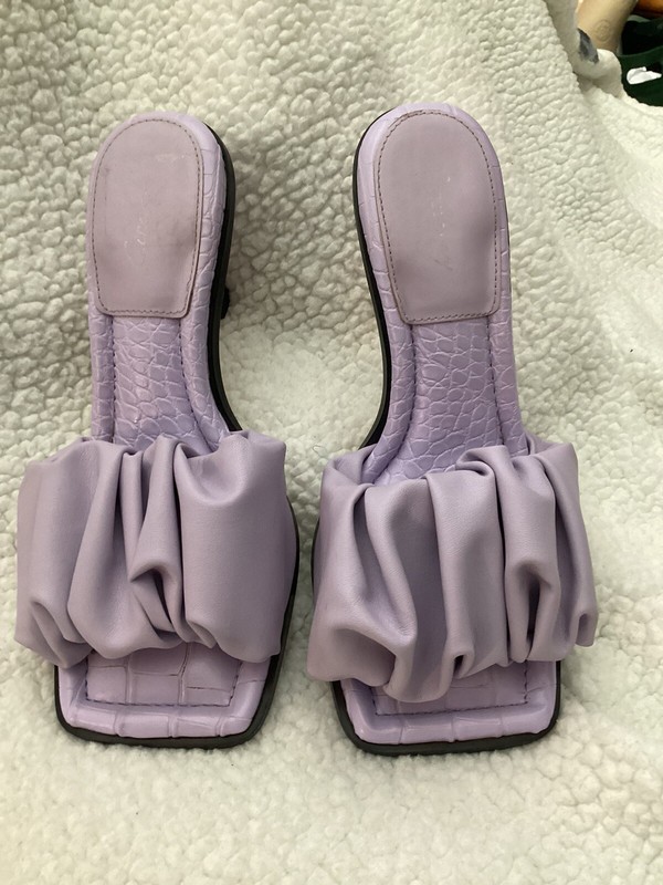 Sam Edelman Circus Y2K Wild Orchid Heels Open Toe Ruched Fabric Slides 9 M