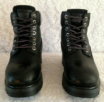 Skechers USA Squads Waterproof Black COMBAT Boots 6844 Made 