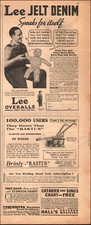 1935 Vintage ad Lee Jelt Denim farmer clothing overalls very RARE