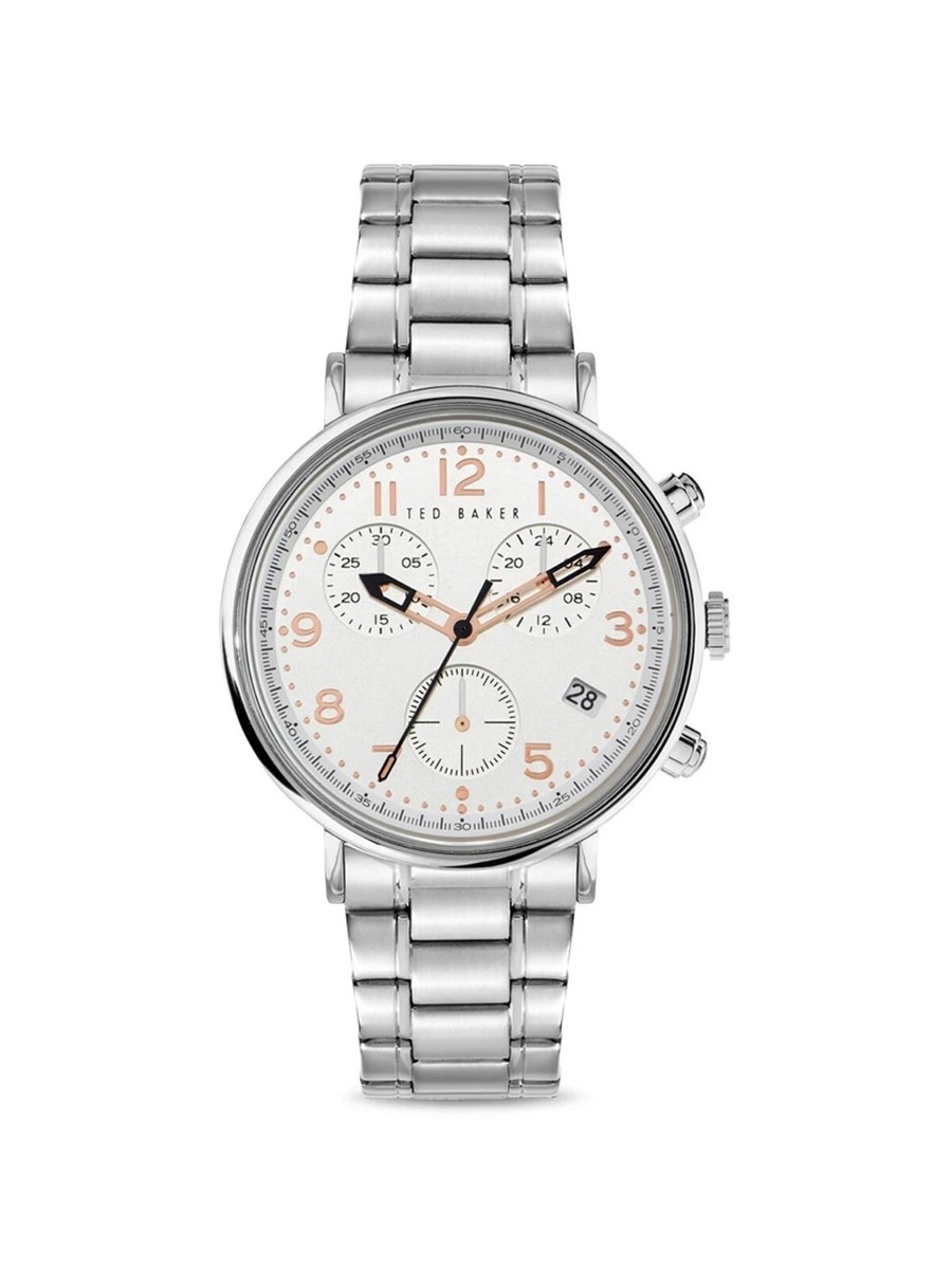 Ted Baker Men White Dial Chronograph Quartz S. Steel Watch