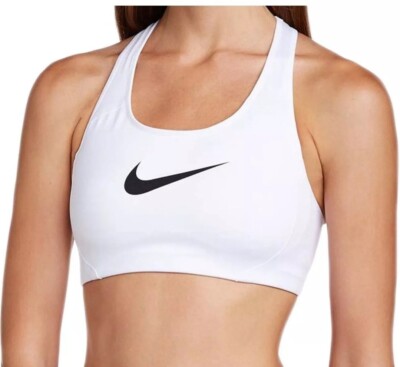 Nike Dri-Fit High Compression Swoosh White Sports Bra Women's size