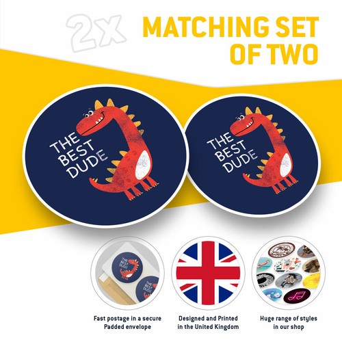 2 x Vinyl Stickers 20cm - Best Dude Dinosaur Kids Boys Cool Gift #14737 - Afbeelding 2 van 9