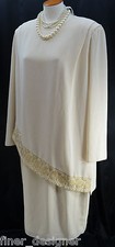URSULA crepe Chiffon layer Dress Gown mother of the Bride mock 2 pc VTG SZ L XL