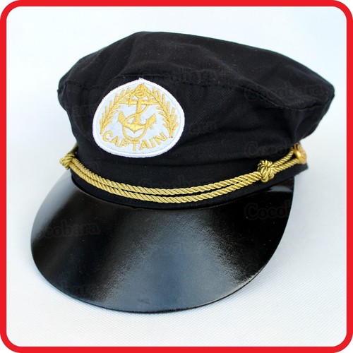KIDS CHILDREN WHITE/BLACK CAPTAIN HAT 