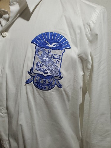 Phi Beta Sigma Fraternity Long Sleeve Button up Shirt PRE-OWNED CONDITION LARGE - Picture 3 of 5