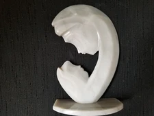 Hand Carved Marble Mother & Child Silhouette Sculpture Statue 8.5" x 5.5"