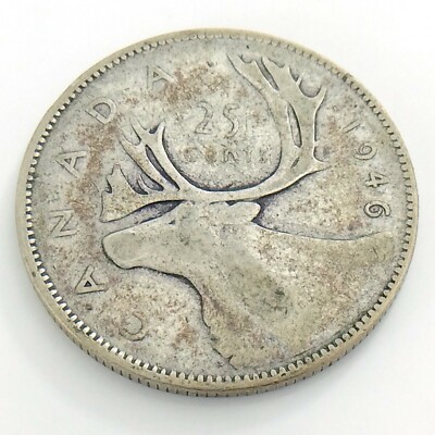 1946 Canada Twenty Five 25 Cent Quarter Circulated Canadian George