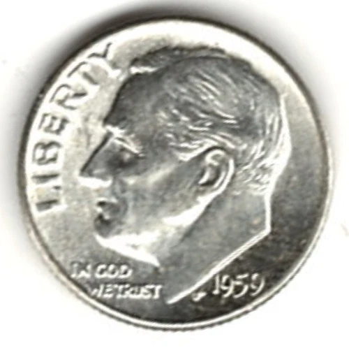 1959 D ROOSEVELT DIME in BRILLIANT UNCIRCULATED CONDITION stk R-101