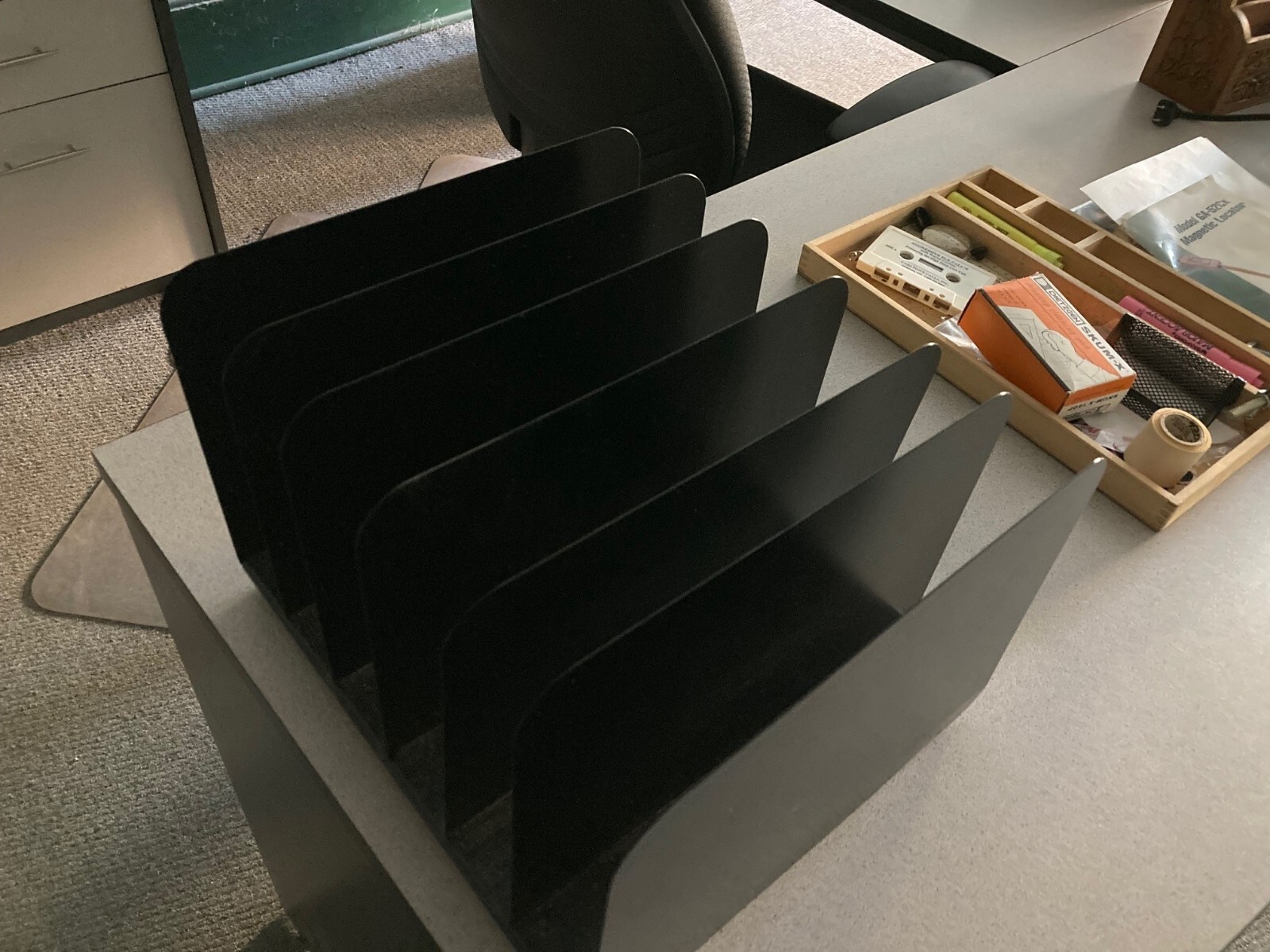 Steel Vertical Metal Desk File Organizer in Black or Putty-image