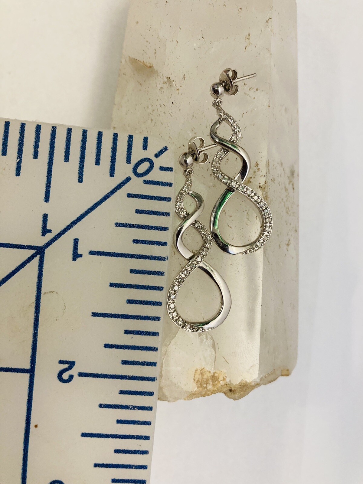 Sterling Silver - Diamond Infinity Loop Dangle Po… - image 4