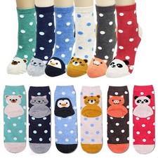 Wrapables Novelty Mix Animal Print Crew Socks 6 pack Cute For Kids Teenagers.