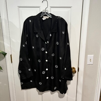 David Dart black linen jacket XXL 2X embroidered abstract geometric designs
