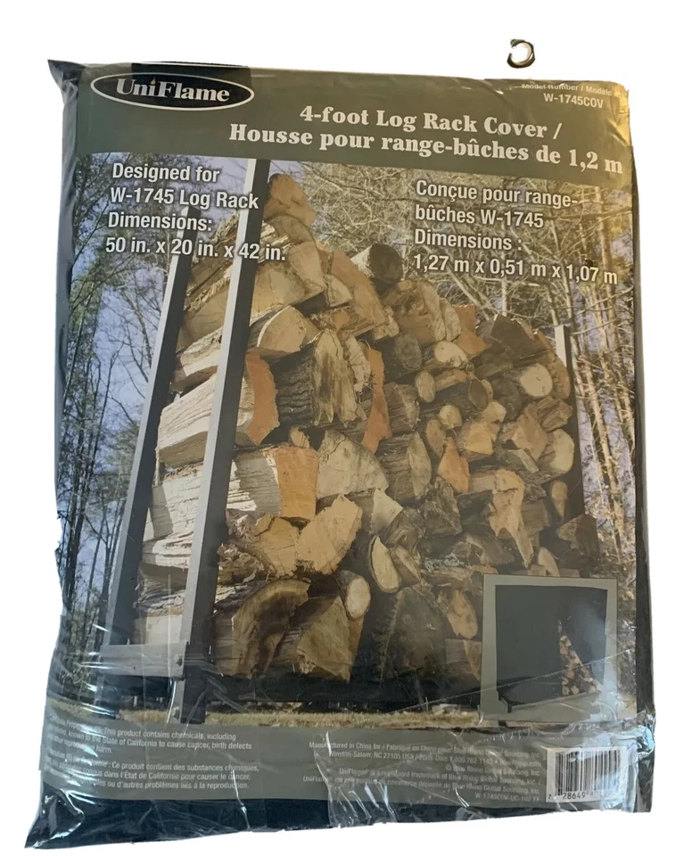 Uniflame W-1745COV 4 pies Premium Madera Exterior Rack Cubierta Negro Nuevo Foto 4 de 4