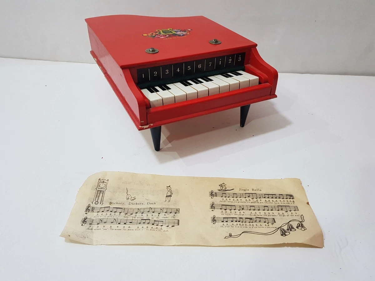 Vintage Toy Wooden Mini Grand Piano Instrument 10 Key Decorative China