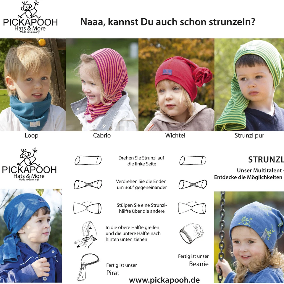 Pañuelo de manguera Pickapooh STRUNZL 3 en 1 lana/seda gorro de manguera bufanda de tubo - Imagen 2 de 2