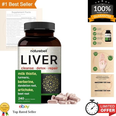 15-in-1 Liver Cleanse Detox Supplement - 240 Veggie Capsules with Milk Thistle