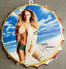 USA Flag Actress Scarlett Johansson Sky Bottle Cap Metal Sign Man Cave Pin Up