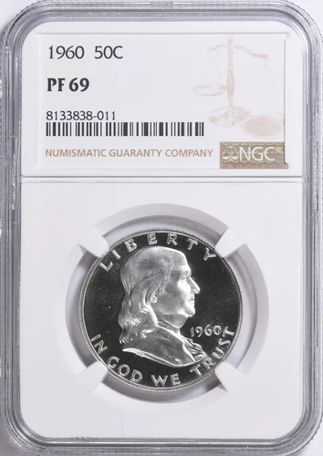 1960 PROOF FRANKLIN HALF DOLLAR 50C SILVER NGC CERTIFIED PF 69 PROOF 011